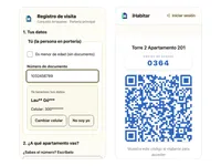 Portal de invitados: registro de un visitante en la portería del conjunto y su código de acceso con QR para mostrar al vigilante